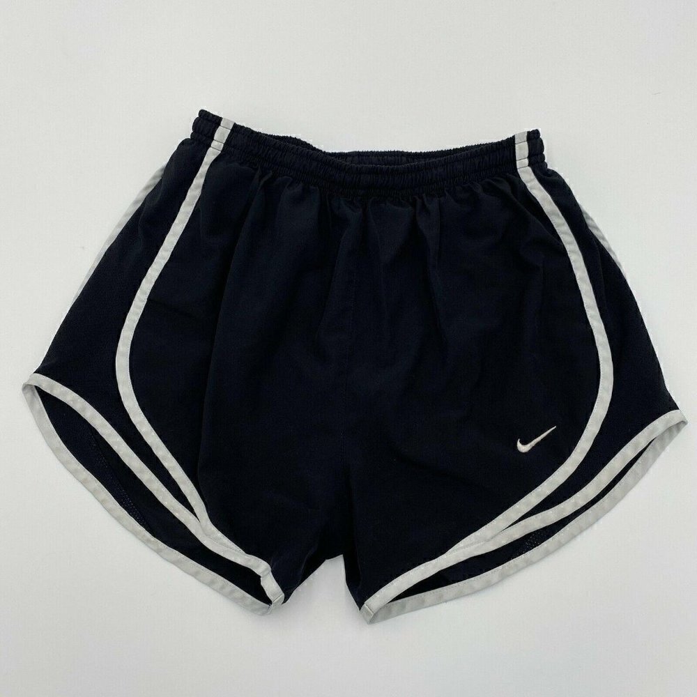 Nike Womens Dri-Fit Sz XS Running Shorts with Liner Black Logo Drawstring EUC